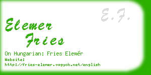 elemer fries business card